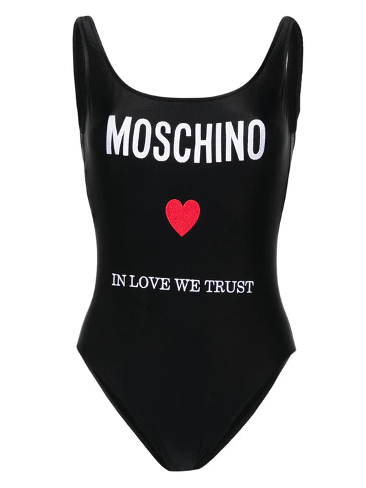 Logo-Embroidered Open-Back Swimsuit