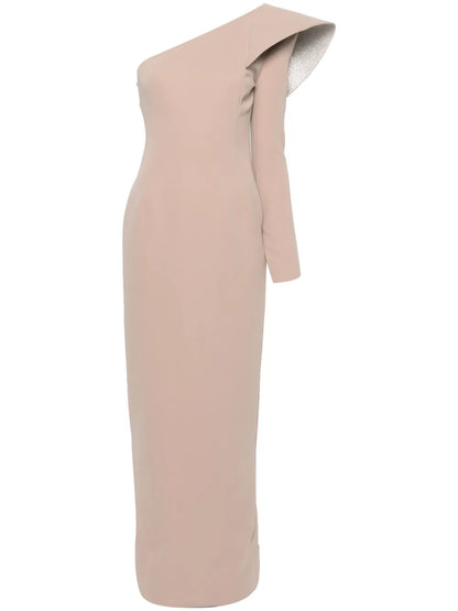 One-Sleeve Crepe Dress
