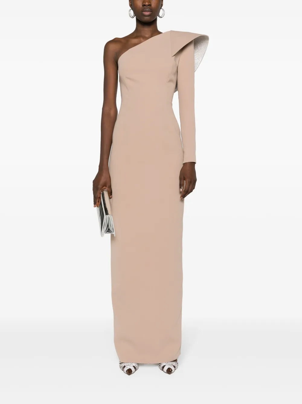 One-Sleeve Crepe Dress