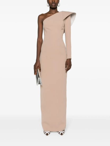 One-Sleeve Crepe Dress