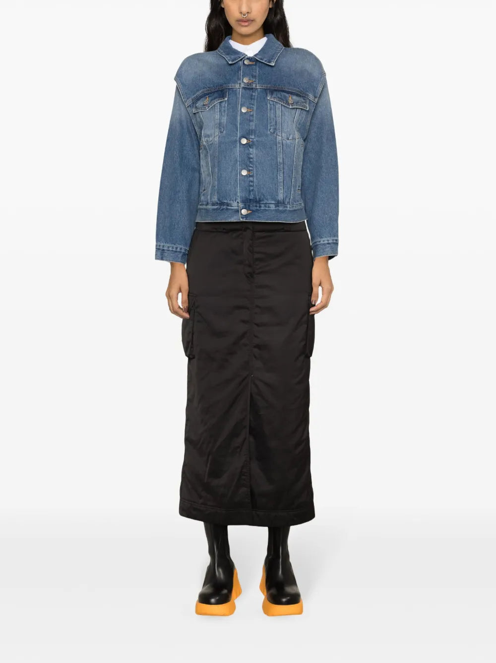 Logo-Buttons Armhole Denim Jacket
