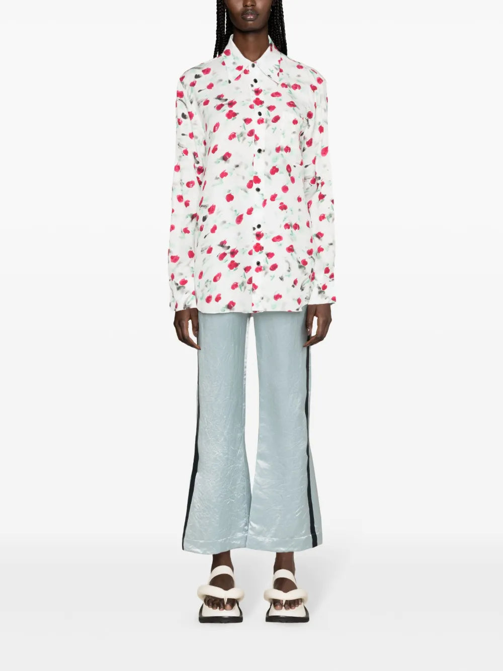 Logo-Buttons Floral-Print Shirt