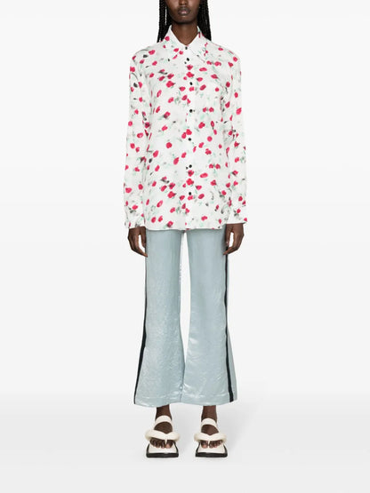 Logo-Buttons Floral-Print Shirt