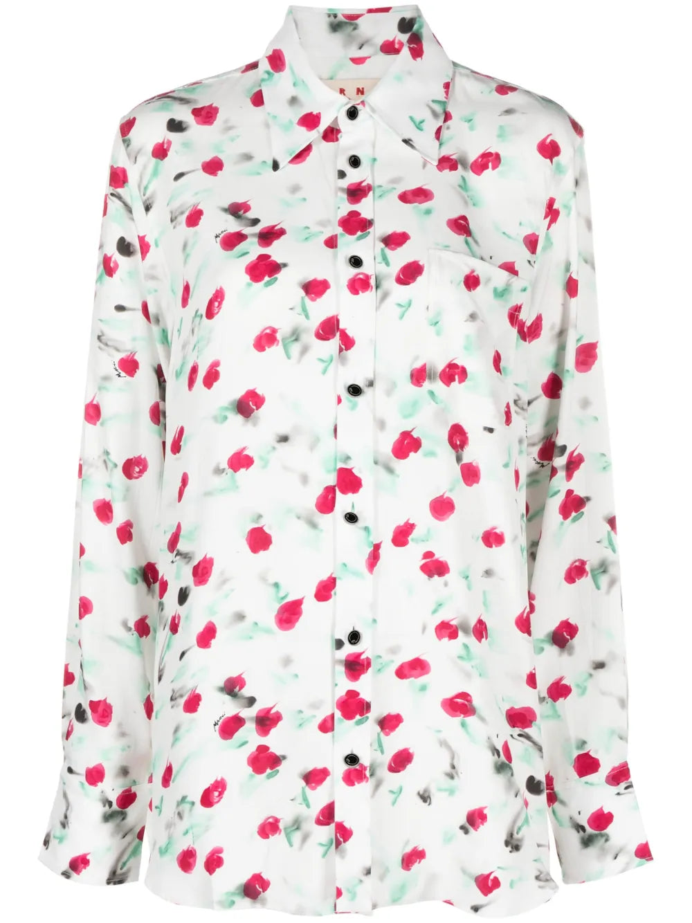 Logo-Buttons Floral-Print Shirt