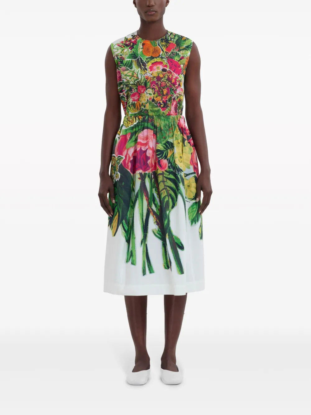 Floral-Print Cotton Midi Skirt