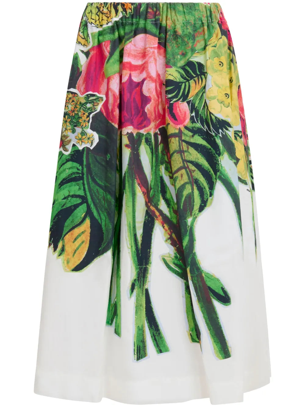 Floral-Print Cotton Midi Skirt