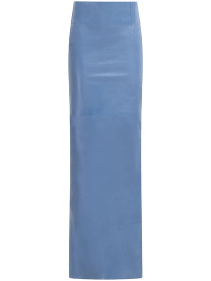 Rear-Slit Leather Maxi Skirt