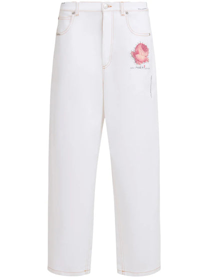 Appliquéd Tapered Jeans