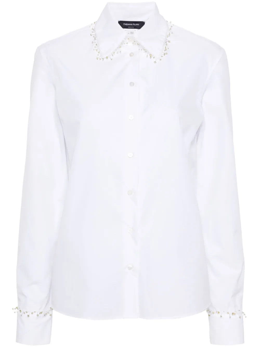 Beaded-Trim Poplin Shirt