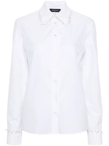 Beaded-Trim Poplin Shirt