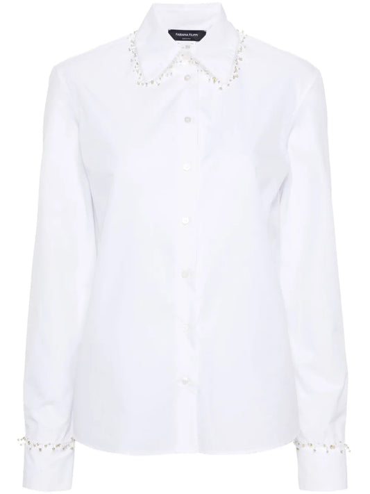 Beaded-Trim Poplin Shirt