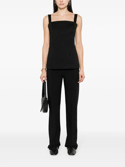 Square-Neck Buttoned Blouse