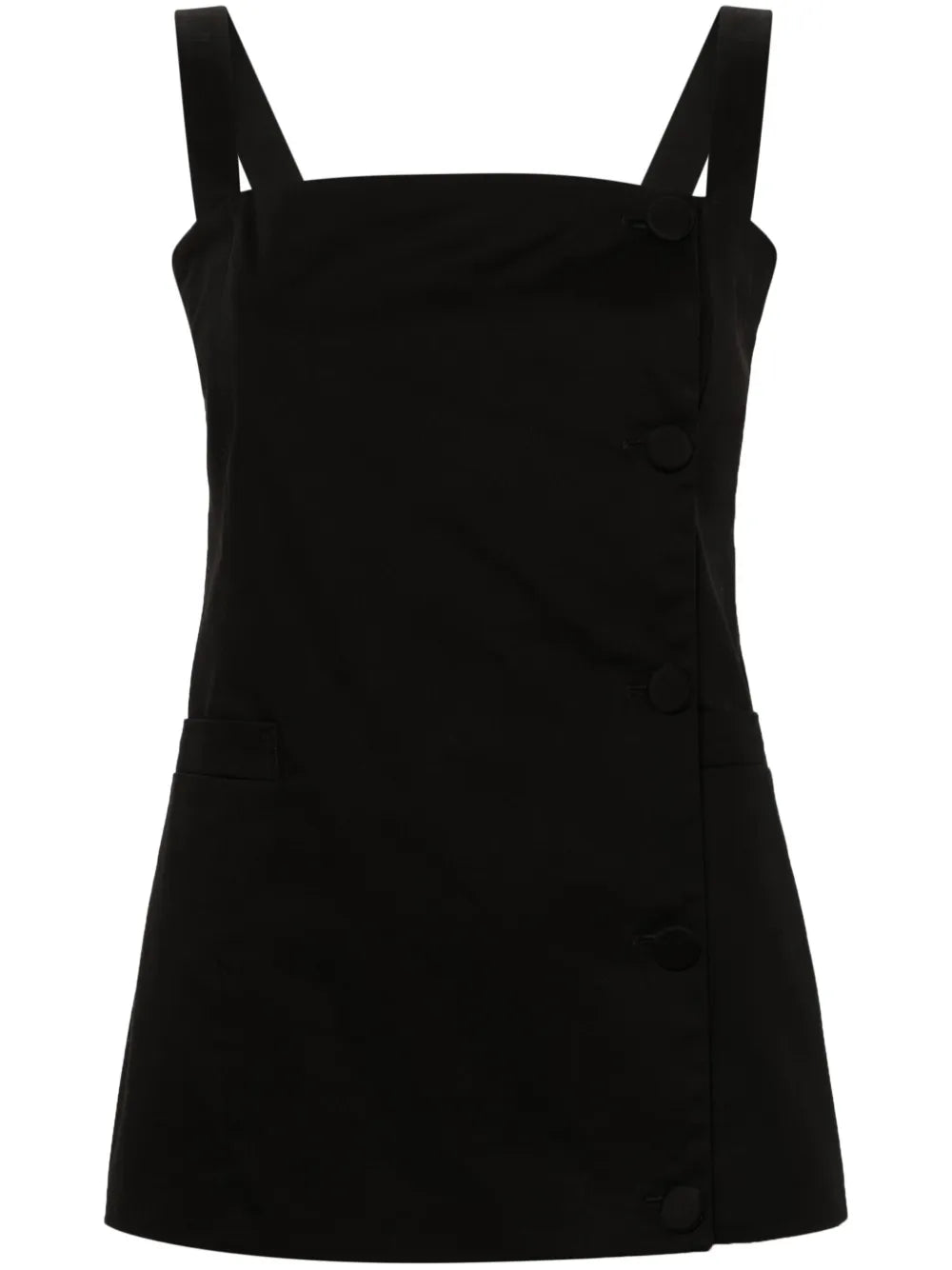 Square-Neck Buttoned Blouse