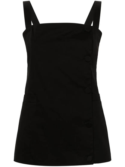 Square-Neck Buttoned Blouse