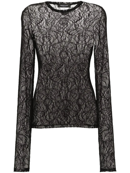 Semi-Sheer Lace Blouse