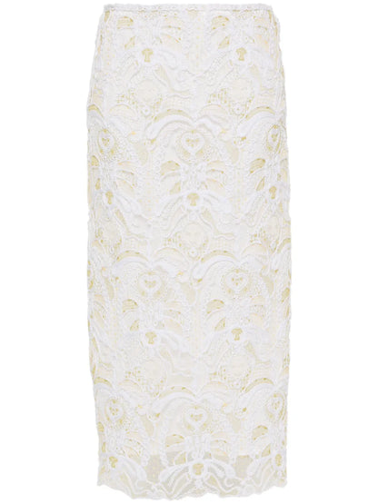 Embroidered Open-Knit Skirt