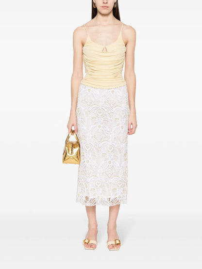 Embroidered Open-Knit Skirt