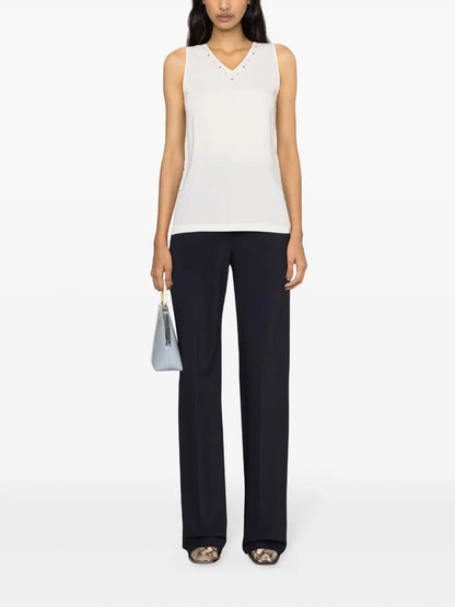 Studed V-Neck Crepe Blouse