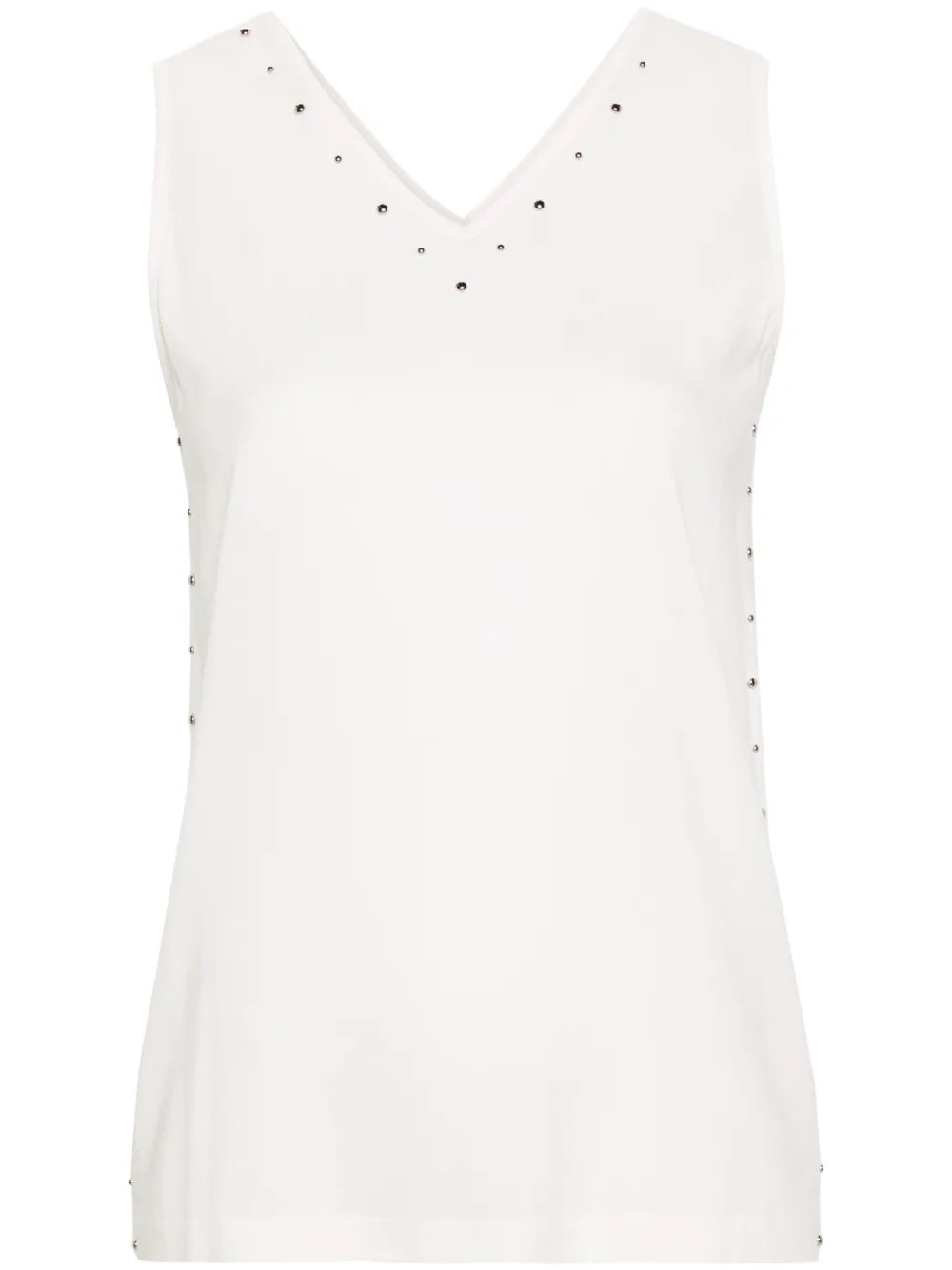 Studed V-Neck Crepe Blouse