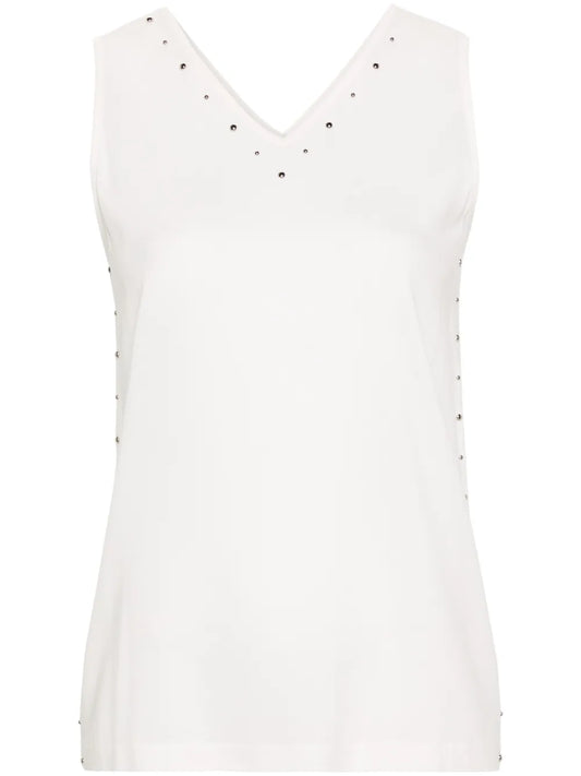 Studed V-Neck Crepe Blouse