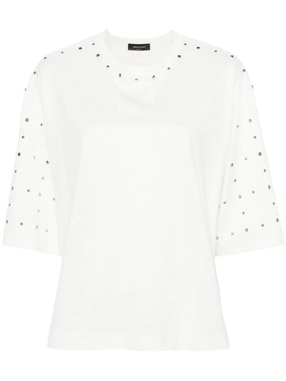 Stud-Embellished Cotton T-Shirt