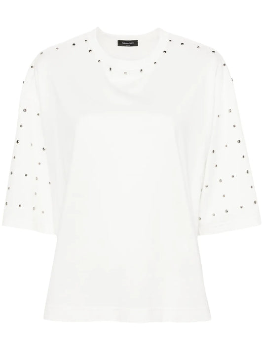 Stud-Embellished Cotton T-Shirt