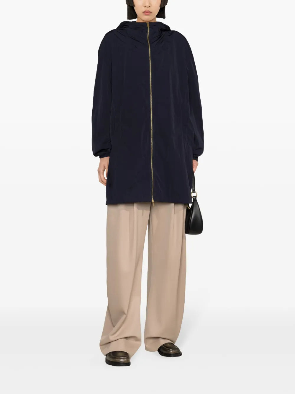 Crinkled Hooded Parka Coat