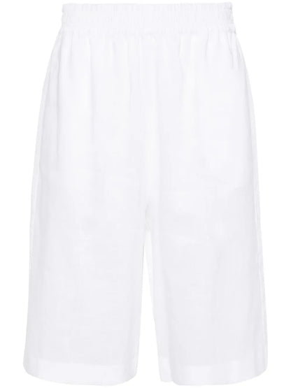 Elasticated-Waistband Linen Shorts
