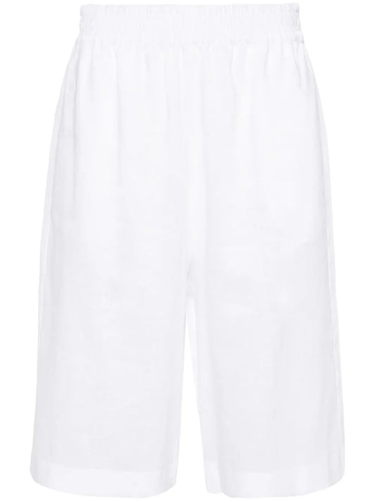 Elasticated-Waistband Linen Shorts