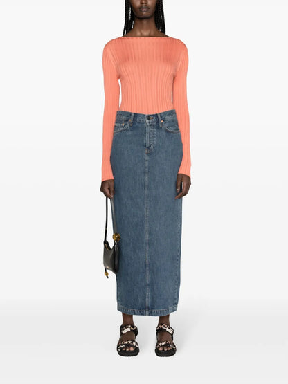 Boat-Neck Ribbed Jumper