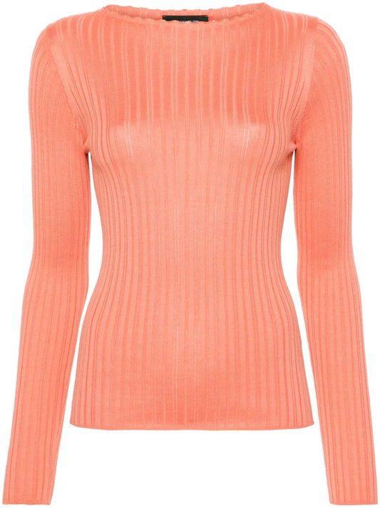 Boat-Neck Ribbed Jumper