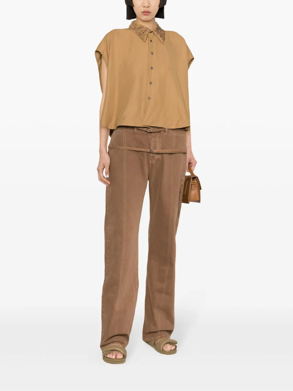 Beaded Cap-Sleeve Shirt