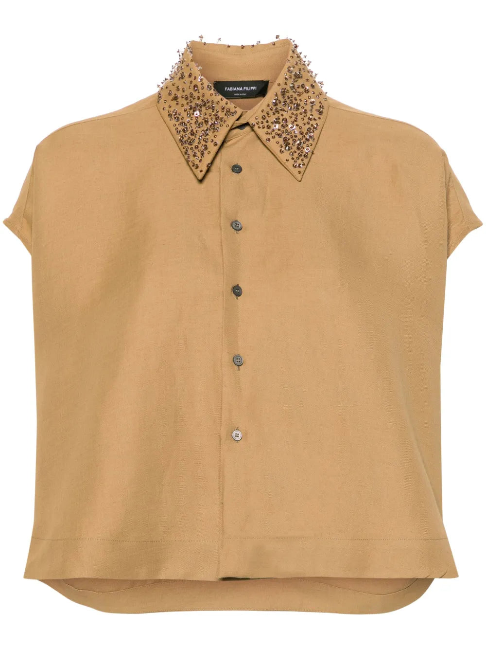 Beaded Cap-Sleeve Shirt