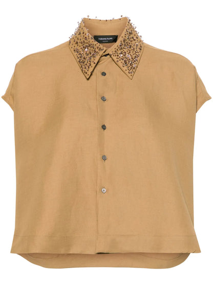 Beaded Cap-Sleeve Shirt