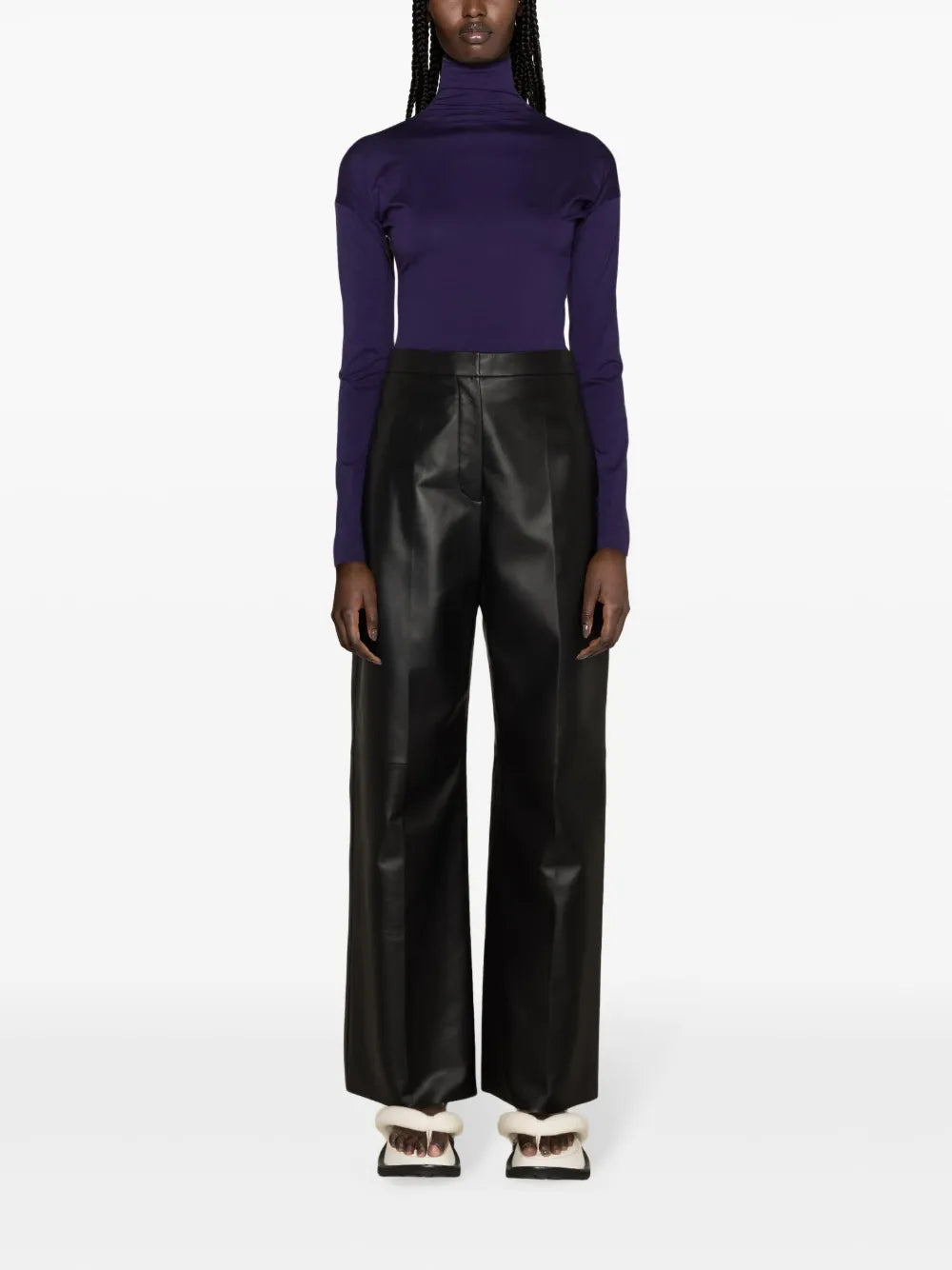Wide-Leg Leather Trousers