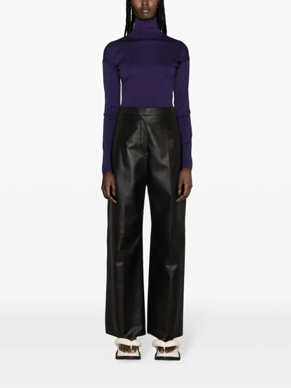 Wide-Leg Leather Trousers