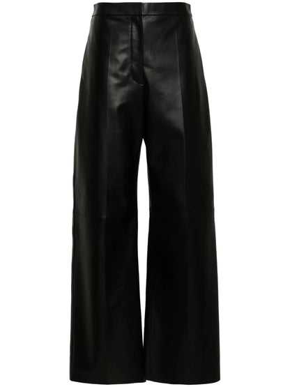 Wide-Leg Leather Trousers