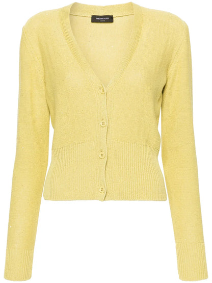 V-Neck Sequin-Embellished Cardigan