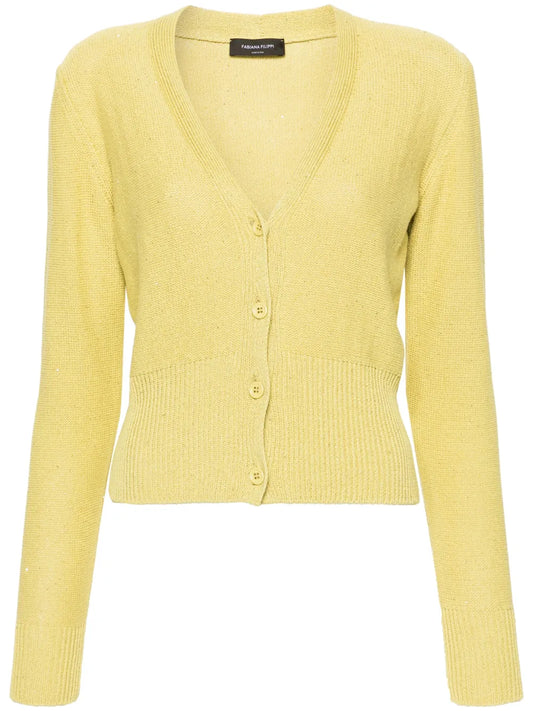 V-Neck Sequin-Embellished Cardigan