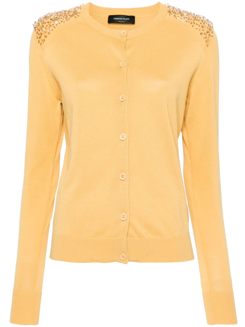 Bead-Embellished Knitted Cardigan