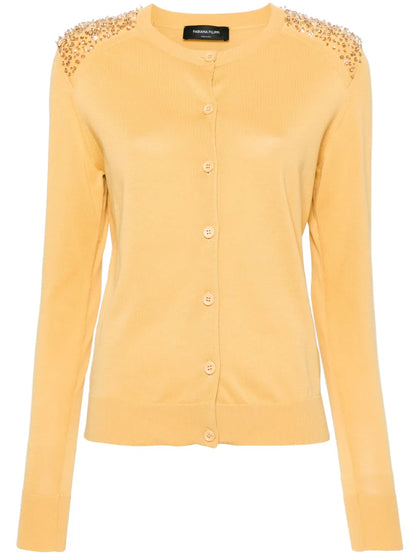 Bead-Embellished Knitted Cardigan