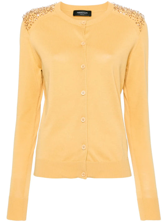 Bead-Embellished Knitted Cardigan
