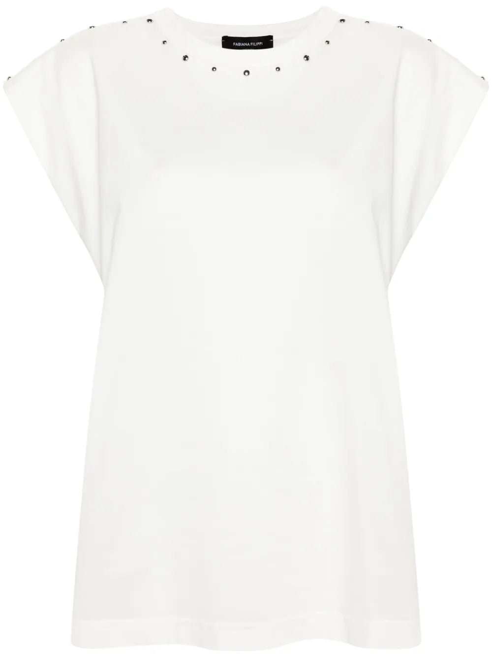 Studed Cap-Sleeve Cotton Top