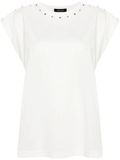 Studed Cap-Sleeve Cotton Top