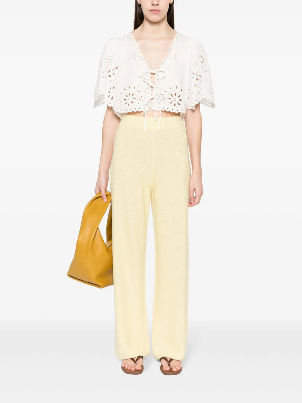 Sequin-Embellished Knitted Trousers