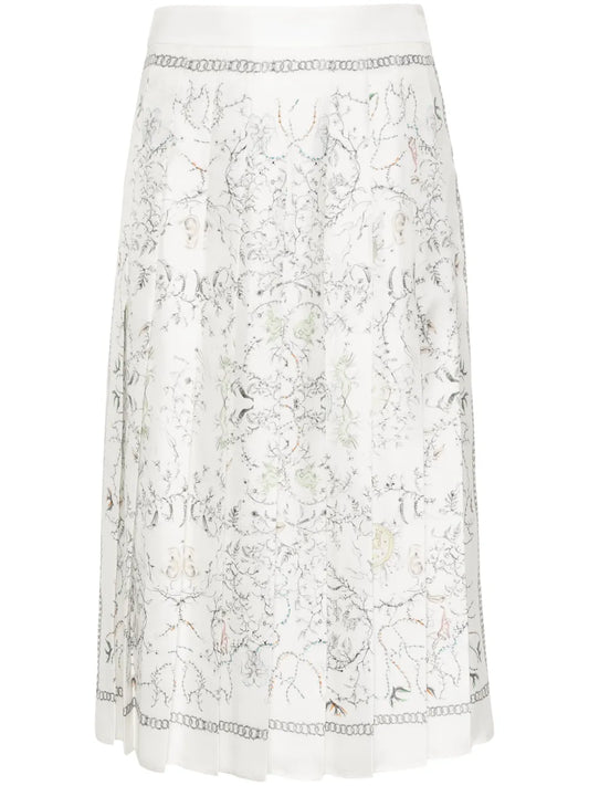 Abstract-Print Pleated Skirt