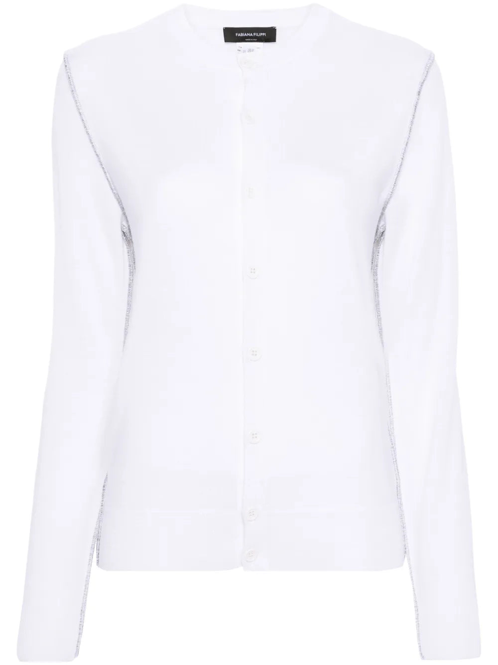 Exposed-Seam Fine Wool Cardigan