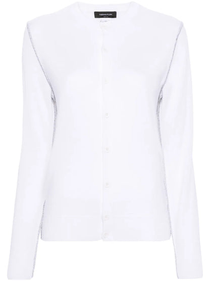 Exposed-Seam Fine Wool Cardigan