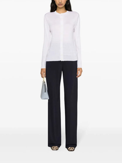 Exposed-Seam Fine Wool Cardigan