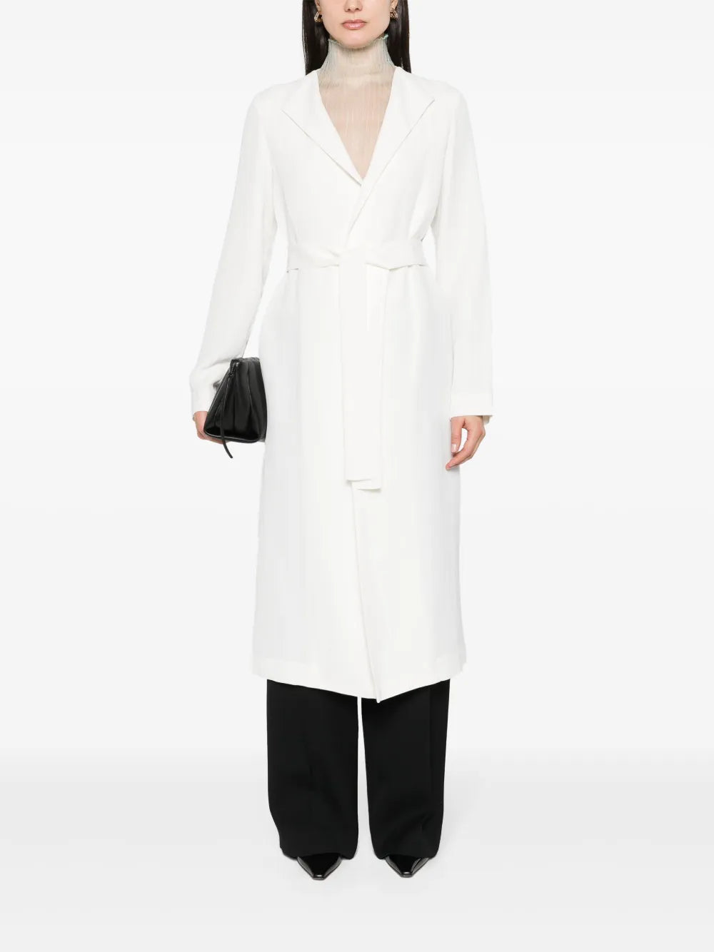 Spread-Collar Belted Coat